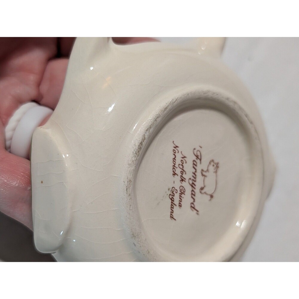 Vintage Norfolk China Tea Bag Holder Dish Pig Farmyard England Crazed 5x4 - Picture 4 of 6